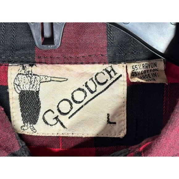 Vintage Goouch L/S Red Plaid Button Down Shirt Mens Large - Picture 5 of 5
